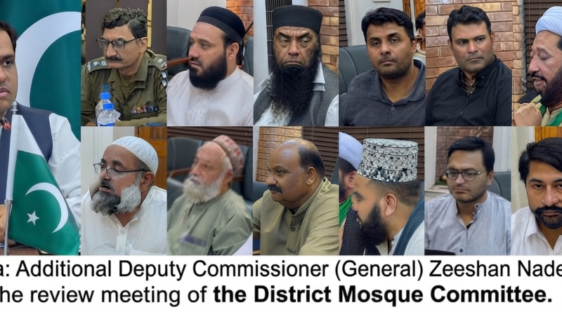 Additional Deputy Commissioner Zeeshan Nadeem chairing the meeting of the District Mosque Committee.