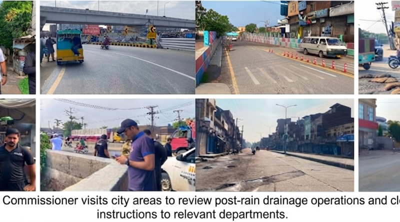 Deputy Commissioner Gujranwala Naveed Ahmed inspecting rain drainage operations after the rain.