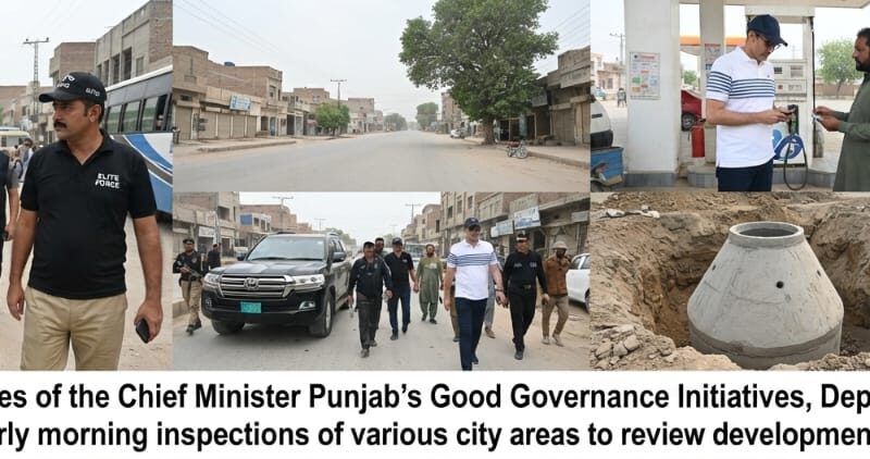 Deputy Commissioner Gujranwala Naveed Ahmed inspecting ongoing development projects and the state of cleanliness in the city.