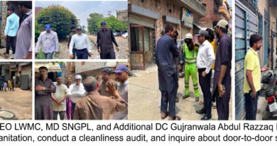 Gujranwala Waste Management Company conducting a special post-rain cleanliness operation.