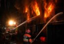 Rescue 1122 personnel extinguishing fire at Hero Gatta Factory in Gujranwala